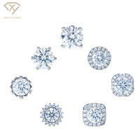 Xingyue wanita bulat bunga hati berbentuk gra bersertifikat vvs S925 perak murni sekrup kembali moissanite stud earring