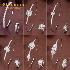 Blossom perhiasan CS 925 perak murni, Set cincin Bangle mewah sederhana zirkonia pernikahan/pertunangan, perhiasan bagus untuk trendi - Product Image 4