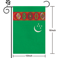 Drapeau du Turkménistan en lin de haute qualité pour l'extérieur, 12*18 pouces, Stoter HYQ211, style suspendu au choix