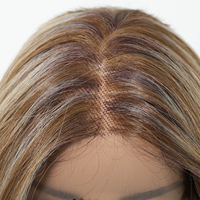Peluca de Encaje HD 13*6, Fibra Sintética Futura, Suave, Larga y Lisa, Mezcla de Colores, 180% de Densidad, Ombre Rubio, Rayas Multicolor
