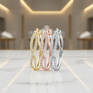 Pendientes de Aro de Lujo en Oro Sólido de 18K con Moissanita, Corte Brillante Redondo, Engaste en Canal, Diseño Geométrico para Mujer, Uso Diario - Product Image 2