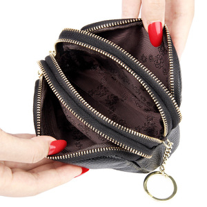 Borsa Clutch Mini in Pelle Pieno Fiore Semplice ed Elegante con Tre Cerniere, Portamonete, Portachiavi, Porta Banconote, Collezione Primavera 2023, Vera Pelle - Product Image 2