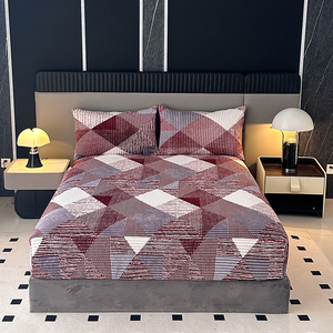 Chic Microfiber Fastness Warm <strong>Double</strong>-sided <strong>Fleece</strong> Triangle Patchwork Pattern <strong>Fitted</strong> <strong>Sheet</strong> for Winter - Product Image 4