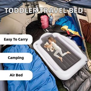 <b>Portable</b> Inflatable Toddler Travel <b>Bed</b> with Side for Home Vacation Camping Use-Kids Air Mattress - Product Image 2