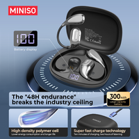 Headset Nirkabel Miniso MS180 OWS Mikrofon Ganda ENC Panggilan HD Tampilan Daya Headset Olahraga Headset Terjemahan
