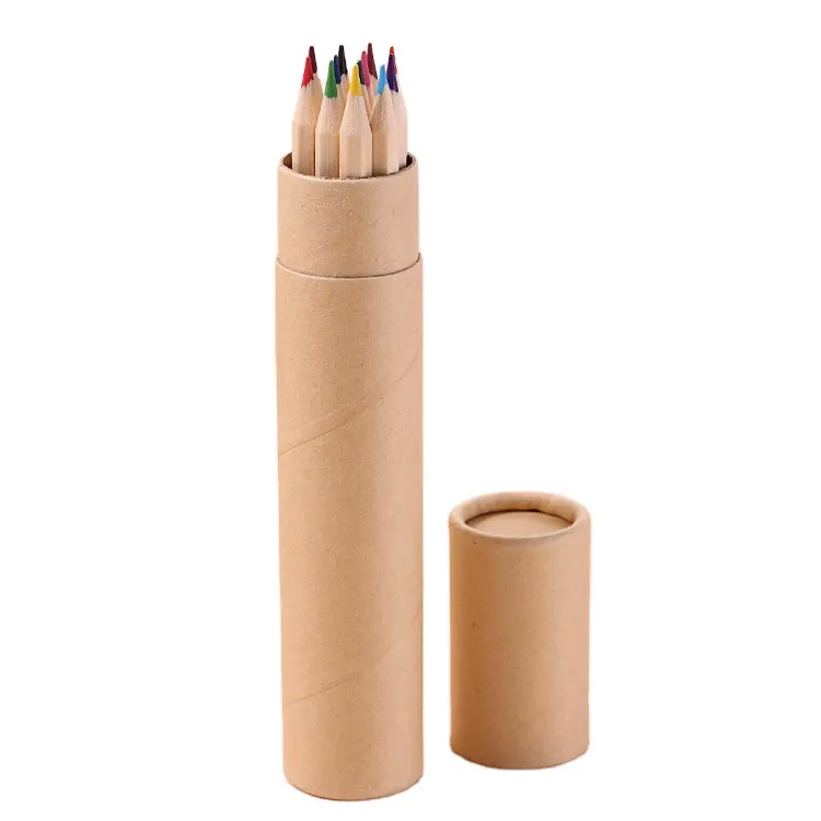 12pcs promocional logotipo personalizado 7 polegadas barato Hexagonal madeira macia Natural madeira lápis colorido no tubo