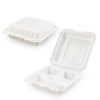 Conteneur alimentaire jetable en plastique PP à 3 compartiments, compatible micro-ondes, pour préparation de repas