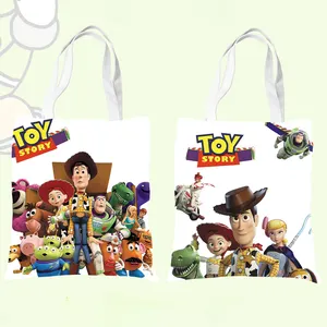 Bolso personalizado Lovely Cartoon Toys Story Buzz Woody Alien Tote Bag Gran capacidad Teléfono Llavero Monedero Almacenamiento Bolsas de lona portátiles