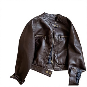 PU Varsity <b>Jacket</b> Fashion Girls Single Button Solid Loose Winter Breathable Viscose Lining New Style Premium Wear - Product Image 1