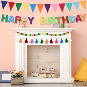 Cảm Thấy Hạnh Phúc Sinh Nhật Biểu Ngữ Đầy Màu Sắc Tua Cầu Vồng Sinh Nhật Trang Trí Tái Sử Dụng <span class=keywords><strong>Handmade</strong></span> Cảm Thấy Chữ Bóng Cho Đảng Trang Trí Nội Thất - Product Image 3