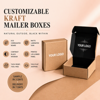 Boîte d'expédition personnalisée en kraft avec intérieur noir - Extérieur en carton ondulé naturel, panneau intérieur noir contrastant laminé mat