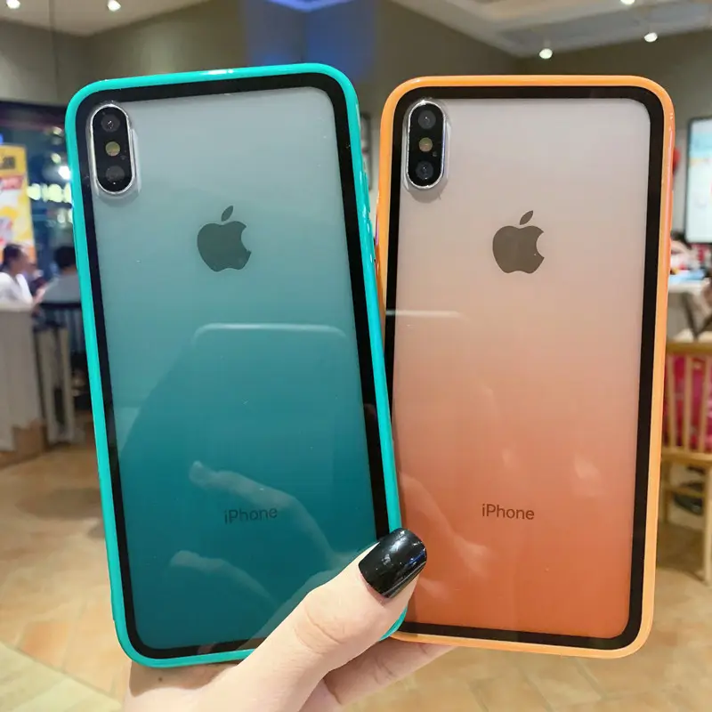 יוקרה יפה הדרגתי שינוי צבע טלפון מקרה עבור iPhone X XS אקריליק + TPU מגן כיסוי עבור iPhone 10 מקרה אבזרים