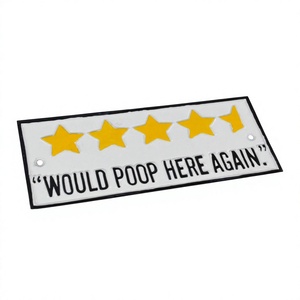 Letrero de Pared Decorativo de Hierro Fundido con la Frase '¿Te gustaría volver a pisar aquí la excrementación?', con Calificación de 5 Estrellas en Progreso, Placa Decorativa Artesanal para Pared, Placa Personalizada - Product Image 1