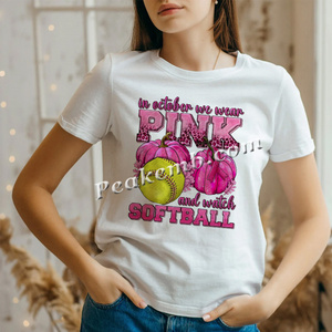 Vendita calda trasferimento di calore stampabile in ottober indossiamo rosa e guardiamo i trasferimenti Dtf di Softball per camicie - Product Image 4