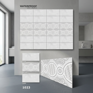 Carreaux de céramique émaillés brillants 3D convexes concaves décoration murale intérieure de villa antique 12x24 30x60cm 300x600mm carrelage mural en porcelaine - Product Image 3