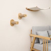 Ensemble de meubles muraux 3 pièces en bois pour chat Cadre d'escalade et hamac Habitat pour les chats pour dormir Jouer à sauter et se reposer