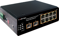 10 Port Industrial L2 Managed Gigabit Switch, 8*RJ45+2*1G SFP, DIN Rail, IP40 DC12-48VDC,-40~75 ℃   untuk Jaringan Industri