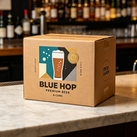 Boîte de luxe en carton ondulé biodégradable pour bouteille de bière, vin ou lager artisanal, avec dorure à chaud or, production 72H