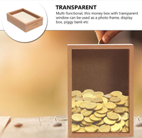Tirelire en bois avec cadre photo personnalisable, boîte à monnaie décorative, boîte à ombre pour la maison, la chambre à coucher, le bureau