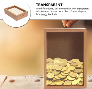 Tirelire en bois avec cadre photo personnalisable, boîte à monnaie <span class=keywords><strong>d</strong></span>écorative, boîte à ombre pour la maison, la chambre à coucher, le bureau - Product Image 2