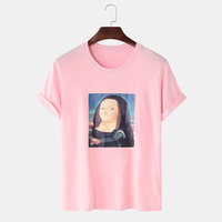 Kaos Pria Pink Oversize Bahan Polyester/Katun Anti-Susut Cepat Kering, Sablon Printer, Berat, Custom Print