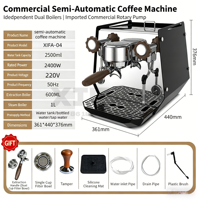 Machine à café avec moulin intégré, système de dosage à meules coniques, faible rétention et anti-agglomération pour des extraits quotidiens cohérents, équipement de cuisine