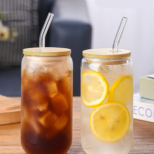 Vaso de Vidrio de Borosilicato de Alta Calidad al por Mayor, Resistente al Calor y al Frío, con Tapa de Bambú y Pajita, Ecológico - Product Image 6