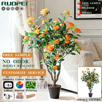 Plantes artificielles en plastique orange camélia RUOPEI en gros, fleurs artificielles, arbre pour la décoration de la maison, jardin, décoration intérieure et extérieure