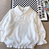 Robe pour enfants 2026 Nouvelle collection, style mignon, col Claudine, blanche, pour étudiantes, manches longues, polyvalente, respirante, col montant