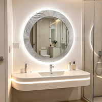 Espejo de Baño Moderno con LED, Montado en la Pared, Interruptor Táctil Ajustable, Luz de 3000K-6000K, Alimentación por Enchufe