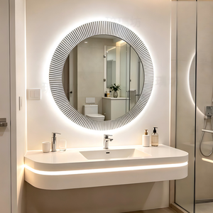 Miroir de salle de bain mural LED moderne avec interrupteur tactile réglable, lumière 3000K-6000K, alimentation par prise électrique - Product Image 2