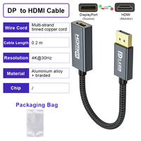 Adaptateur de câble ULT-unite DP mâle vers HDMI femelle 4K HDTV TV, convertisseur 30Hz, cordon de conversion plaqué or