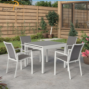 Ensemble table à manger et chaises extensibles <span class=keywords><strong>de</strong></span> <span class=keywords><strong>jardin</strong></span> en <span class=keywords><strong>aluminium</strong></span> pour patio extérieur moderne pour restaurant - Product Image 2