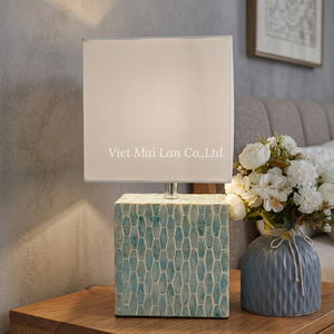 Lampe de table électrique en nacre, faite à la main, avec incrustation artisanale de coquillages, pièce d'éclairage décorative en gros - Product Image 3