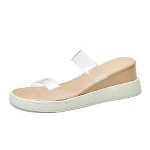 Fashionable Slope Heel <b>Sandals</b> Transparent High Heels Thick Soles External Wear Ladies Womens Slippers Flat Shoes Flat <b>Sandals</b> - Product Image 1
