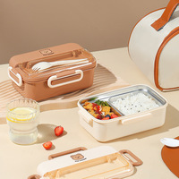 Boîte à lunch coréenne écologique étanche en acier inoxydable de qualité alimentaire avec 2 compartiments, boîte à lunch en plastique adaptée