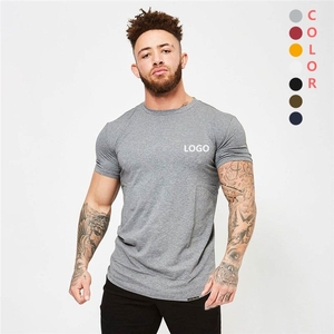 95% Cotton 5% Spandex Heavyweight <b>Tshirt</b> Custom Printing Manufacturer Mens Fitness Crew Neck Gym T Shirt Men - Product Image 1