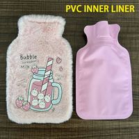 Adorable Bouillotte à Remplir d'Eau à Motif de Dessin Animé |   Housse en flanelle amovible à motif personnalisé |   Portable pour réchauffer le corps et les mains