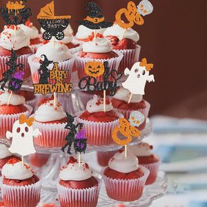 Decoración para Cupcakes de Halloween 'Oh Baby', Adornos para Cupcakes 'A Baby Is Brewing', Sombrero de Bruja, <span class=keywords><strong>Calabaza</strong></span>, Fantasma, Decoración para Pastel para Fiestas de Cumpleaños de Halloween - Product Image 4