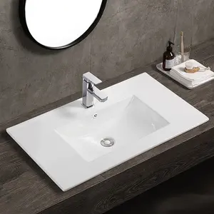 Ovs khách sạn phòng tắm Vanity bồn rửa tay lưu vực hình chữ nhật sứ Tủ lưu vực châu Âu undermount gốm bồn rửa