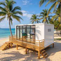 Villa préfabriquée à montage rapide, maison modulaire portable avec terrasse en bois pour complexe hôtelier et séjour en famille