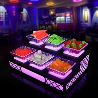 Plateau carré en acier inoxydable pour fruits, éclairé par LED, 1,5 L, pour KTV, plateau à collations pour boîte de nuit, support lumineux pour apéritifs