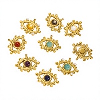 Boucles d'oreilles clous rondes Gaovo tendance en acier inoxydable plaqué or avec pierres naturelles œil porte-bonheur colorées, bijoux de mode pour femmes et jeunes filles