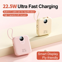 Cadeaux promotionnels Mini Power Bank 10000mAh PD 22.5W Charge rapide Powerbank portable avec 2 câbles intégrés et écran LED