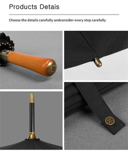 <span class=keywords><strong>Parapluie</strong></span> automatique de <span class=keywords><strong>luxe</strong></span> pour femmes et hommes, design personnalisé, ouverture automatique, manche en bois, 24 baleines, 110 cm, style minimaliste, <span class=keywords><strong>parapluie</strong></span> coupe-vent - Product Image 3