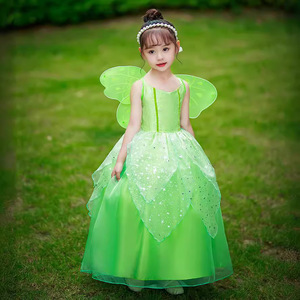 MS Green Tinkerbell Costume for Girls <b>Toddler</b> Princess Performance <b>Dresses</b> Halloween Party Gifts Fairy Tulle <b>Dress</b> <b>up</b> - Product Image 2