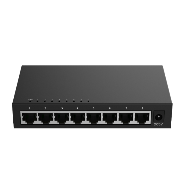 8 Port Unmanaged 10/100/1000Mbps Ethernet Switch POE QoS Functions 16G Switch Capacity Full-Duplex Half-Duplex Communication