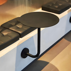 Commercial Restaurant Metal Furniture Wall Mounted Side <strong>Table</strong> Modern Black Iron Round Cafe Coffee <strong>Table</strong> - Product Image 1