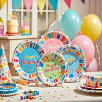 Assiettes en papier jetables écologiques à motif personnalisé bleu et blanc, 10 pouces, style américain, vaisselle de fête