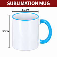 Tasses à café en céramique personnalisées les plus populaires de 11 oz, vierges pour sublimation, avec rebord et anse colorés
